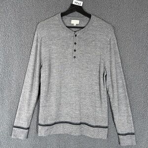 Club Monaco 100% Merino Wool Henley Pullover Sweater - Men's Size M - Gray